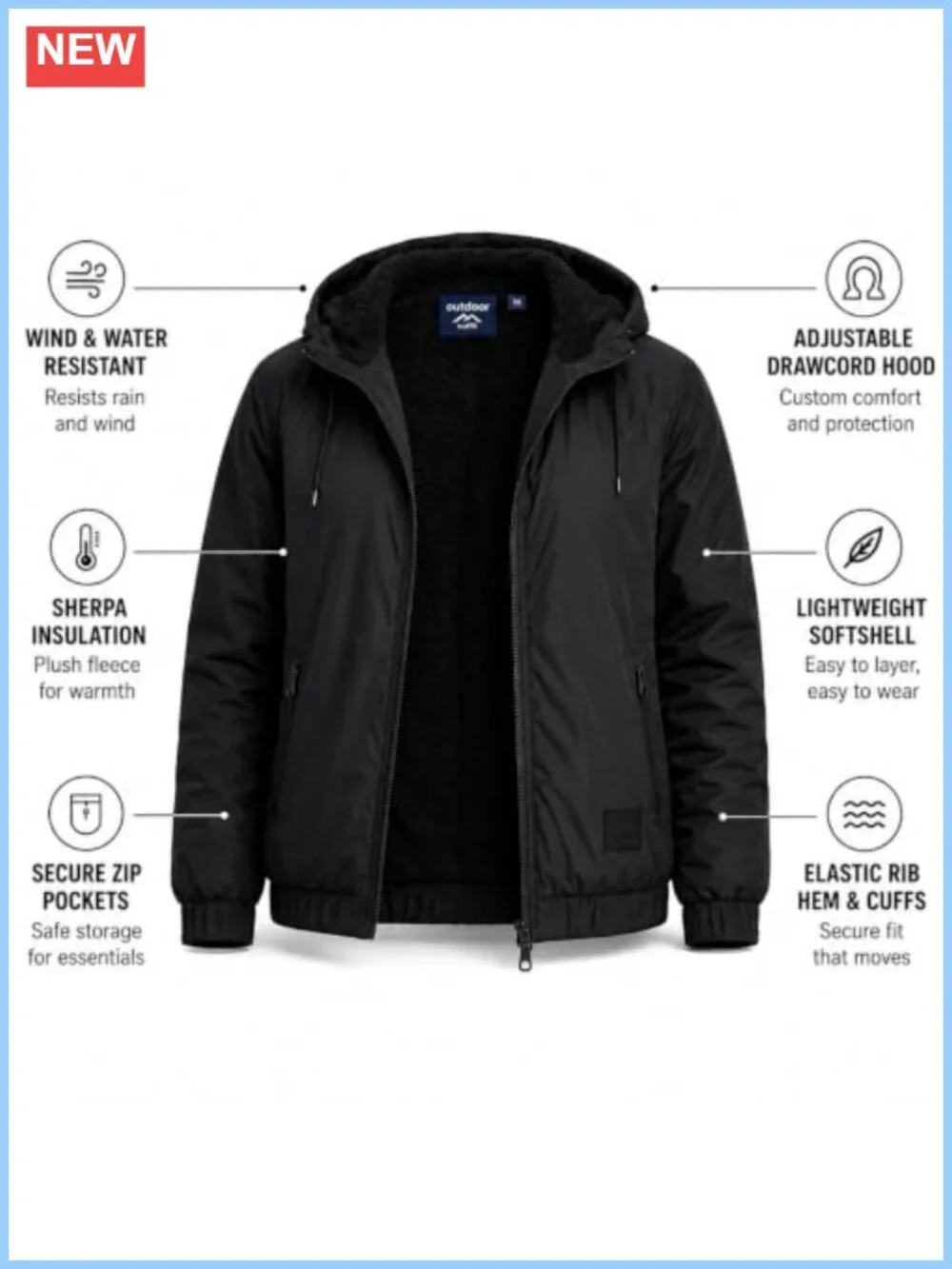 Women's Sherpa Lined Windbreaker Jacket, Water Resistant